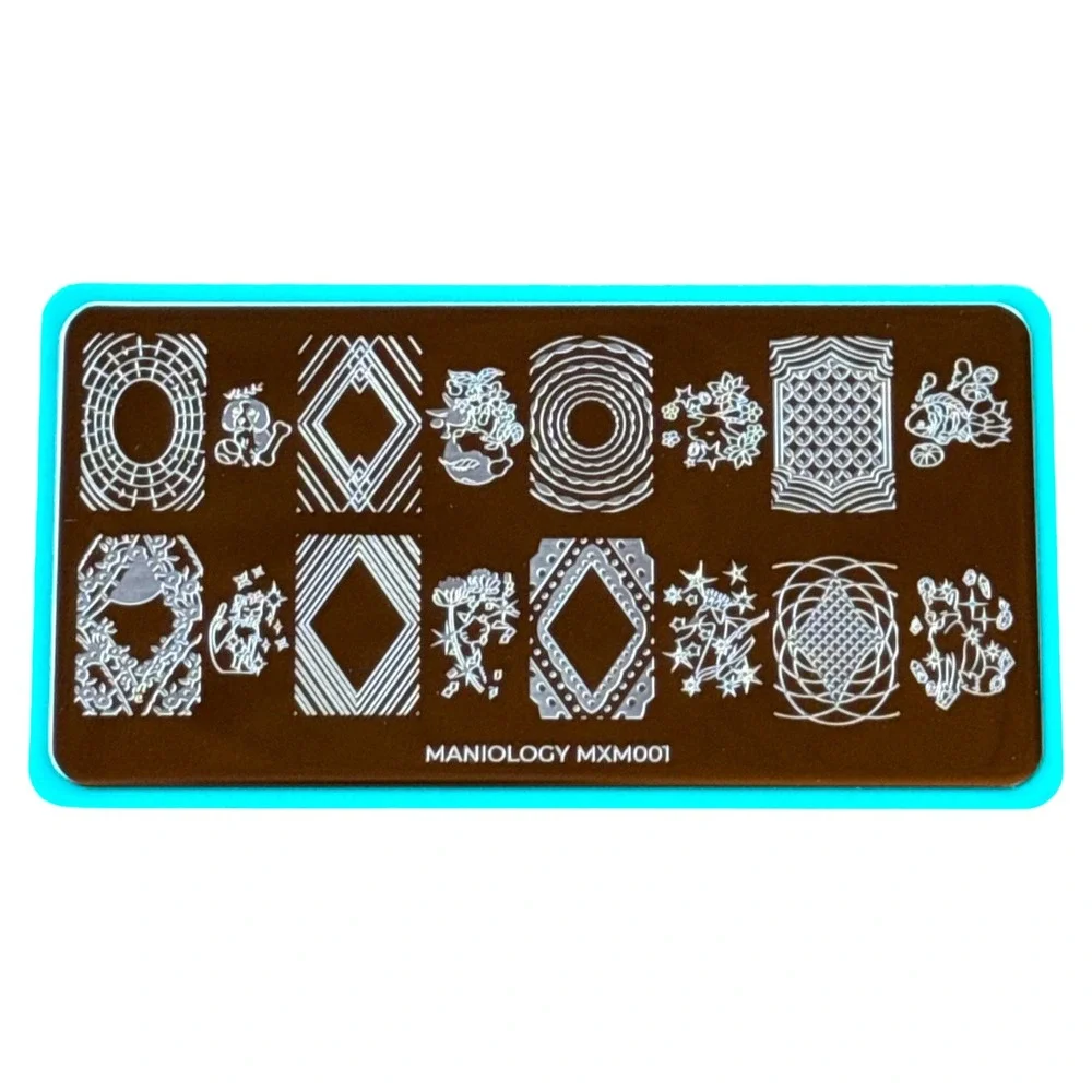 Maniology Mani X Me Nail Stamping Plates MXM001 MXM002 Geometric Nature Set of 2